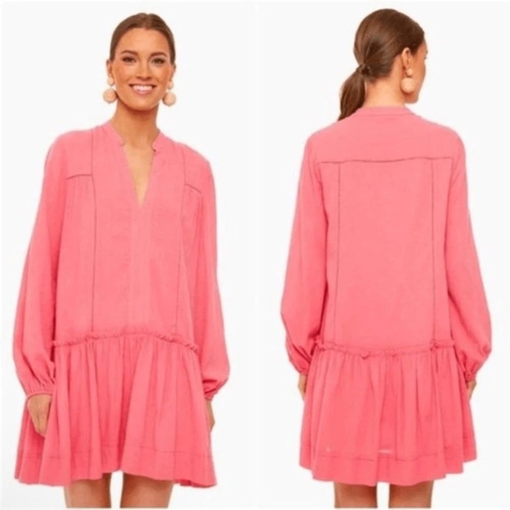 Pomander Place Tuckernuck Pink Ophelia Long Sleeve Gauzy Mini Dress Cover Up